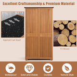 Goplus Outdoor Storage Cabinet, 63" Wood Garden Tool Shed with Double Lockable Doors, 3 Shelves and Asphalt Roof, Multipurpose Storage Shed for Patio Lawn Garden Yard, Natural Goplus