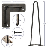 SMARTSTANDARD 16 Inch Heavy Duty Hairpin Furniture Legs, Metal Home DIY Projects for TV Stand, Sofa, Cabinet, etc with Rubber Floor Protectors Bronze 4PCS SMARTSTANDARD