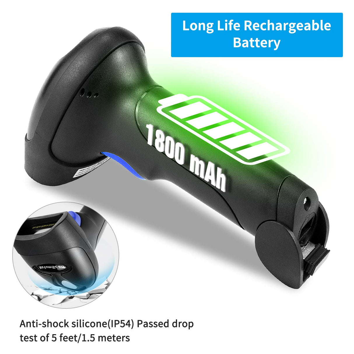 Wireless 1D 2D Barcode Scanner with Stand, NetumScan Portable Automatic QR Code Scanner Supports Screen Scan Handheld CMOS Image Bar Code Reader with USB Receiver for Warehouse POS and Computer NetumScan