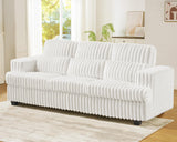VanAcc 89 Inch Sofa, Modern Couch with Deep Seats, Comfy Sofa with 3 Throw Pillows, Upholstered Couch for Living Room, White VanAcc