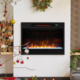 COSTWAY Electric Fireplace Inserts 23-inch Wide, 1500W Recessed Fireplace Insert with Remote Control, 6 Flame Colors, 5 Brightness, 8H Timer, Overheat Protection, Infrared Fireplace Heater for Indoor COSTWAY
