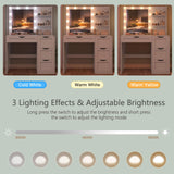 usikey Makeup Vanity Desk with Mirror and 10 LED Lights, Makeup Vanity Table with 4 Drawers, Vanity Desk Dressing Table with 2 Storage Shelves, 3 Color Modes Adjustable Brightness for Bedroom,White usikey