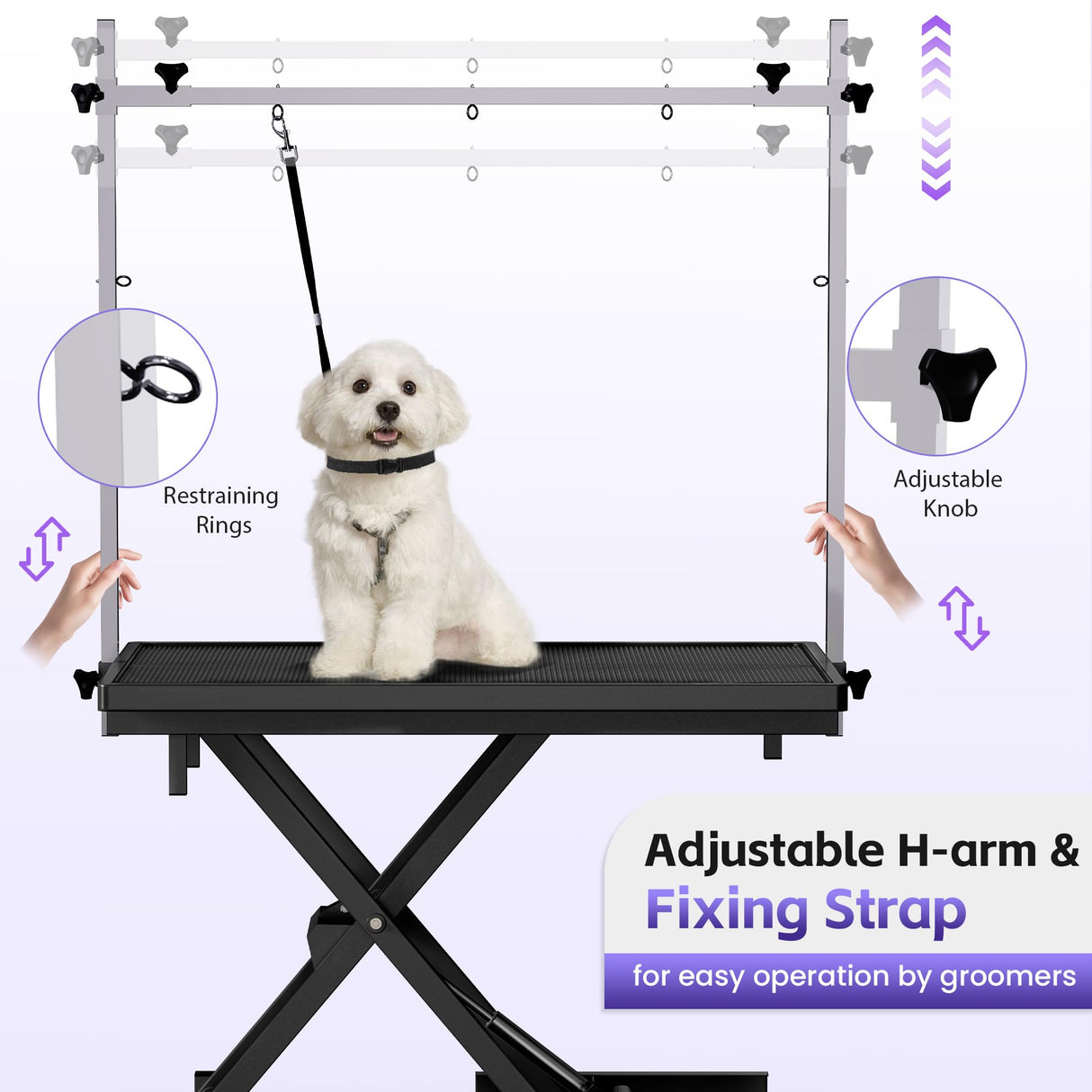 Flying Pig Ultimate Heavy Duty Dog Grooming Table – Hydraulic Lift, Adjustable Height, Non-Slip Surface, Professional Dog & Cat Grooming Arm, Stable & Safe Design for Home and Salon Use -Black Flying Pig Grooming