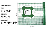 PotatoLife Plastic Mesh Fence Safety Fence, 4'x100' Roll with 100 Zip Ties, Resuable Temporary Netting for Garden Fencing, Construction, Snow Fencing, Animal Barrier, Poultry, Deer, Patio, Green PotatoLife