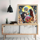 Christmas Jack and Sally Moon Flower Diamond Art Painting Kits for Adults,Diamond Painting Kits for Adults Beginners,5D DIY Full Drill Diamond Dot Gem Art Kits for Adult,Home Wall Decor 13.8x13.8 Inch AWLNKMC