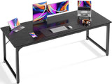 Huuger Modern Simple Office Desk, 63 Inch, Gaming & Writing Desk with Storage, Large Legroom, Metal Frame, Black Huuger