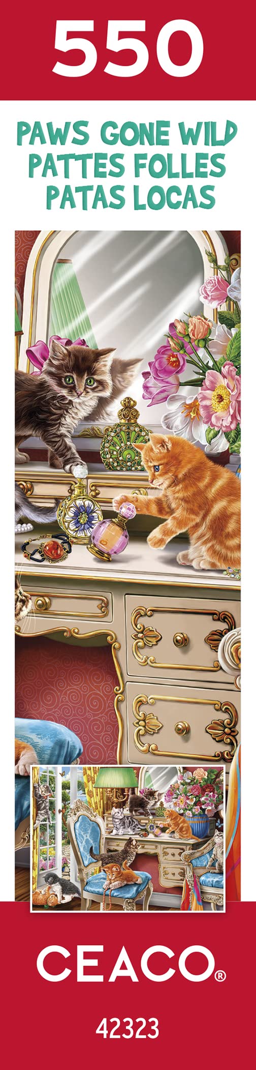Ceaco - Paws Gone Wild - Kittens in The Bedroom - 550 Piece Jigsaw Puzzle Ceaco