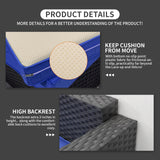 Rattaner Outdoor Patio Furniture 60000 BTU Outdoor Propane Fire Pit Table Patio Furniture Set 45" Outdoor Fire Pits 6 Pieces Patio Sofa Outdoor Chairs Anti-Slip Cushions Waterproof Covers, Royal Blue Rattaner