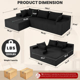 LEVELEVE 106" Cloud Sectional Couch with Deep Seat，Modern Modular Sofa with L-Shape Chaise，No Assembly Required, Upholstered Couches for Living Room Bedroom(Black,Left Facing Chaise) LEVELEVE