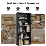 Sweetcrispy Industrial 5 Shelf Bookcase - Large 53 Inch Tall Floor Standing Open Bookshelf with Anti-Tipping Device for Home Office, Living Room, and Bedroom Storage, Black Sweetcrispy