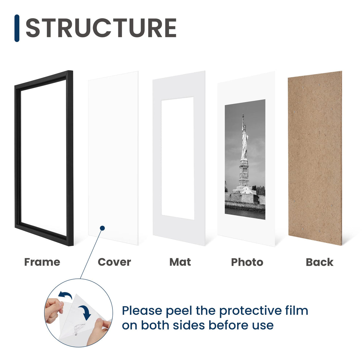 ENJOYBASICS 16x20 Picture Frame, Display Poster 11x14 with Mat or 16 x 20 Without Mat, Wall Gallery Photo Frames, Black, 2 Pack ENJOYBASICS