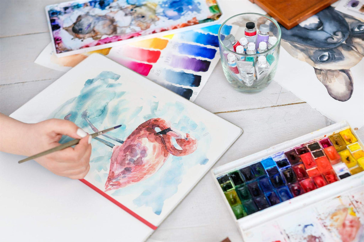 ARTEZA Watercolor Book, Pack of 2, 64 Pages Each, 8.3x11.7 Inches Watercolor Journal, 110lb/230gsm Water Color Book ARTEZA