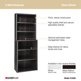 ClosetMaid Bookshelf Tiers, Adjustable Shelves, Tall Bookcase Sturdy Wood with Closed Back Panel, Black Walnut Finish, 6-Shelf Hutch ClosetMaid