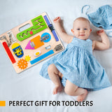 Montessori Busy Board for Toddlers, Wooden Sensory Toys, Preschool Learning Activities for Fine Motor Skills Travel Toy, Basic Life Skills Educational Gifts for 1 2 3 Years Old Kids Boys Girls ABERLLS