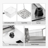 ROVSUN 22.8QT/21.6L Electric Deep Fryer, Countertop Commercial Stainless Steel Dual Tank Kitchen Fat Fryer Frying Machine w/Baskets Lids for French Fries Donuts, Adjustable Temp, 3400W ROVSUN