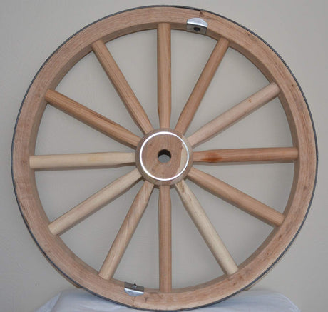 AMISH WARES Decorative - Wood Wagon Wheel - 30 Inch x 1 Inch Steam Bent Hickory Wagon Wheel with wooden hub AMISH WARES