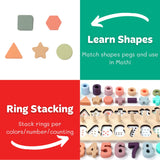 Toddler Montessori Toys Teaches Number, Counting, Math, Stacking Fun Preschool Learning Activates for Boy and Girl | 1 Year Old Boy Gifts and Beyond! (Macaron) GeroCrew