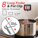 BOMATA Candy Thermometer with Pot Clip, Instant Read Cooking Thermometer with 8" Long Probe, Rotating Display, for Candy Making, Food, Candle Making, Liquids, Water, Baking, Sugar, Grilling. Black BOMATA