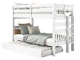 Bedz King Bunk Beds Twin over Twin Mission Style with End Ladder and a Twin Trundle, White Bedz King
