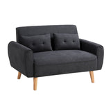 Shintenchi Small Modern Loveseat Couch Sofa, Mid Century Fabric Upholstered 2-Seat Sofa Couch Love Seats Furniture for Small Space,Living Room,Studio,Apartment with 2 Pillows,Black Shintenchi