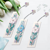 3pcs Flower Diamond Art Bookmarks,Flowes Diamond Painting Bookmark Kits for Adult,DIY Gem Art Small Crafts with Rhinestone Tassel,Paint by Diamonds for Graduation Birthday Reader Gifts (flower-023) bestact