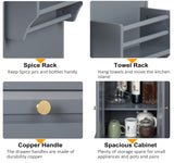 Finnhomy Rolling Kitchen Island With Drop Leaf, Thicken Rubberwood Top, Spice Rack, Towel Rack, Drawer, 43.3" Portable Mobile Kitchen Island Carts Table, Storage Cabinet, Both Wheels and Feet Included Finnhomy