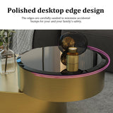 jajaplus Oval Rotating Coffee Table with Tempered Glass Top, 2-Tier Design & 360° Swivel Base, Brushed Gold Finish - Modern Center Table for Living Room, Office, Apartment jajaplus