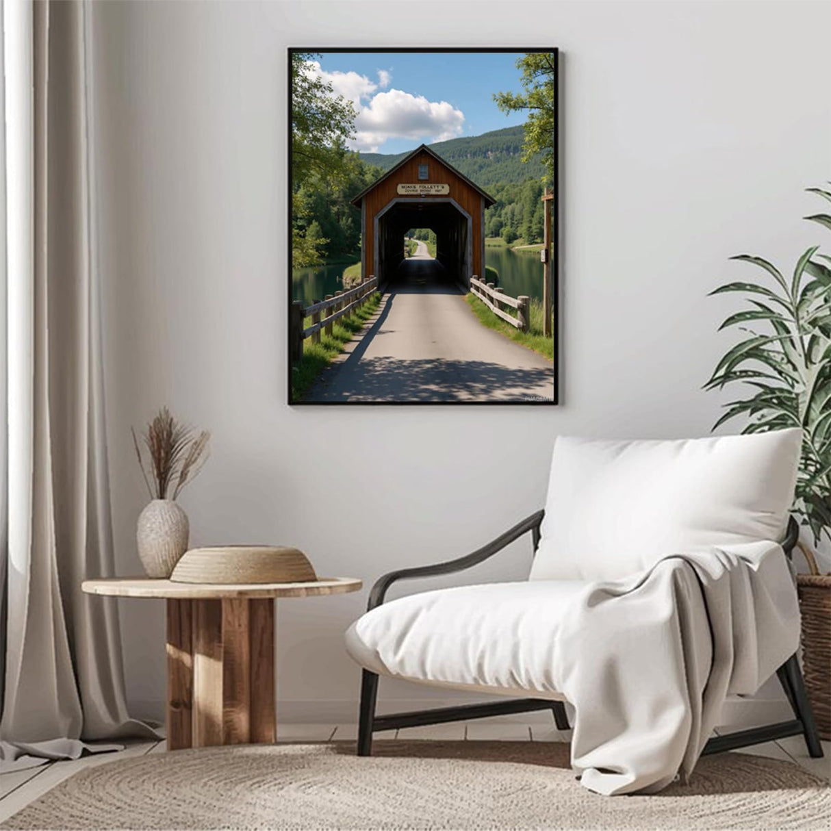 PUAGEMTI Diamond Art Kit for Adults, Rustic Covered Bridge Landscape Diamond Painting for Adults Beginners, DIY 5D Diamond Art Painting Kits Craft for Home Wall Decor 12x16 Inch Frameless PUAGEMTI