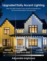 lemonlovely Permanent Outdoor Lights Pro, 100ft with 50 IC+RGBCW LED Smart Eaves Lights, Dual Lens, IP67 Waterproof Halloween Christmas Lighting for Daily and Holiday Decorations, DIY Scene Mode lemonlovely