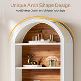 Tribesigns 6-Tier White Arched Bookshelf, 77.16" Tall Arched Bookcase with Storage Shelves, Floor Standing Open Display Shelving Unit for Living Room, Bedroom, Home Office (White, 6-Tier) Tribesigns