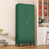 pozdeg 75” Tall Pantry Cabinet, Metal Kitchen Storage Cabinet with 2 Doors and 5 Adjustable Shelves, White Storage Cabinet Cupboard for Kitchen, Dining Room, Living Room and Bathroom (Green) pozdeg