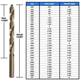 Drill America - D/A29J-CO-PC 29 Piece M42 Cobalt Drill Bit Set in Round Case (1/16" - 1/2" X 64ths), D/ACO Series Drill America