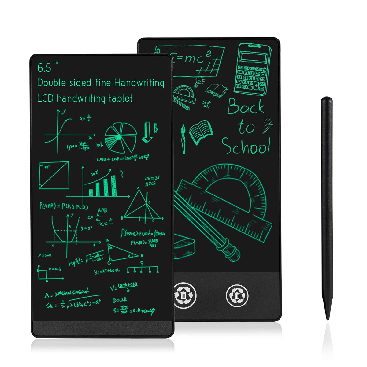 Mini LCD Writing Tablet, 6.5in Double Display Erasable Reusable Electr ...