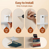 Professional Invisible Floating Book Shelves for Wall, 8 Tier Vertical Spine Book Tower Hanging Bookshelves, Wall Mounted & Space Saving, Heavy Duty Metal Book Organizer for Home Office, 4 Pack White Ninwod