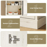 Tradare 71'' Tall Pantry Cabinet, Farmhouse Kitchen Pantry Storage Cabinet with Barn Door and Adjustable Shelves, Rustic White Wood Freestanding Cupboard for Kitchen, Dining Room Tradare