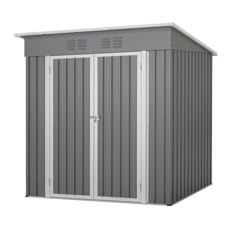 Jaxilyn 4'x6' Metal Shed Outdoor Storage Shed,Metal Steel Utility Tool Shed Storage House with Double Lockable Doors and Air Vent for Backyard Garden Patio Lawn Gray Jaxilyn