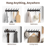 GWAAZXGZ Coat Rack Wall Mount Hooks - 15 Inch Black Hat Rack, Minimalist Design with 6 Hooks for Hanging Coats, Bags, and Towels in Entryway, Livingroom, Bedroom, Bathroom, and Kitchen, 1 Pack GWAAZXGZ