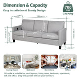STHOUYN 72" W 3 Person Seater Couch Sofa with USB Ports, Grey Comfy Couches for Small Spaces, Mid Century Modern Gray Couch for Living Room Apartment Bedroom (Light Grey) STHOUYN