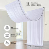Party Village 40ftx20ft White Ceiling Curtain for Wedding Parties – 8 Panels Wrinkle-Free 20 FT Long Tent Draping Curtains for Wedding, Birthday & Theme Parties, 20ft Height with Rod Pocket Party Village
