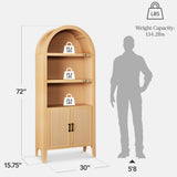 Best Choice Products 72in Tall Arched Pantry Cabinet w/Doors, 5-Tier Bookshelf, Armoire, Hutch, Bookcase, Storage Cabinet w/Adjustable Shelves - Natural Oak Best Choice Products