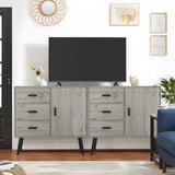 Iwell Storage Cabinet with 3 Drawers & Adjustable Shelf, Sideboard Buffet Cabinet, Small Freestanding Floor Storage Unit, for Living Room, Home Office, Rustic Grey Iwell