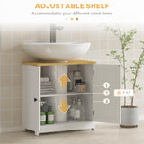 kleankin Modern Bathroom Under Sink Cabinet, Bathroom Vanity for Wall Mount Sink, Storage Cabinet with Double Doors and Adjustable Shelf, White kleankin