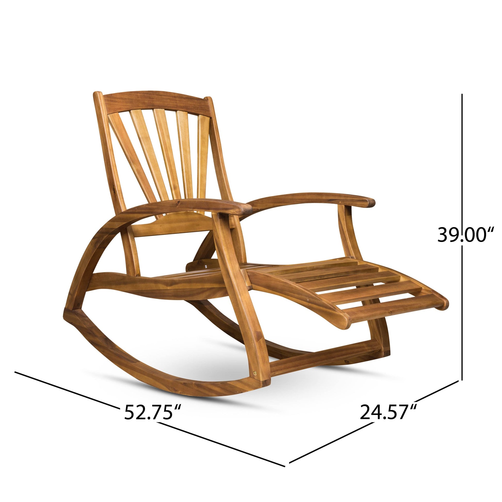 Christopher Knight Home Alva Outdoor Acacia Wood Rocking Chair with Footrest, Teak Finish - WoodArtSupply