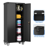 SUXXAN 72" Tall Metal Storage Cabinets with Doors and 4 Adjustable Shelves, Lockable Rolling Cabinet Black, Home Office Metal Utility Cabinet for Garage Kitchen, Assembly Required SUXXAN