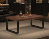 HSH Rustic Walnut Coffee Table, 39” Mid Century Modern Center Table, Rectangle Industrial Living Room Coffee Table, Simple Farmhouse Wood and Metal Tea Coffee Table for Home Bedroom, Walnut, 39 in HSH