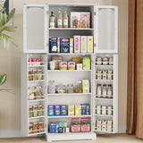 HOME BI 64" Kitchen Pantry Cabinet, Tall Freestanding Pantry with Glass Doors,Wooden Food Pantry Storage Cabinet for Home Kitchen, Dining Room, Living Room, White HOME BI