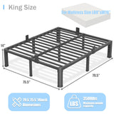 14 inch King Size Bed Frame with Round Corner Legs and Headboard Hole Mattress Slide Stopper 3500 lbs Heavy Duty Metal Platform,Steel Slat Support,No Box Spring Needed,Easy Assembly,Noise Free Yitong Angel