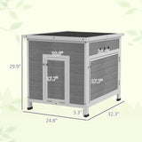 PawHut Duck Coop, Wooden Rabbit Hutch with Openable Roof, Removable Floor, Double Doors, Ramp, Weatherproof Pet House, Small Animal Outdoor Shelter for 2-4 Chickens, Geese, 25" x 32" x 30" PawHut