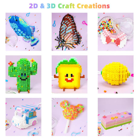 Meland Fuse Beads Kit - 11,000 pcs 36 Color Beads for Craft for Girls Age 5-12 Year Old,5MM Melty Beads Set Including 5 Pegboards, Ironing Paper & Chain Accessories Iron Beads Christmas Birthday Gift Meland