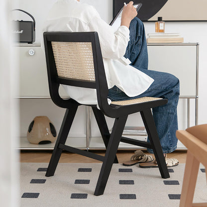 seonyou Rattan Dining Chairs Set of 2, Black Cane Back Cesca Mid Century Modern Dining Room Chairs, Soild Kitchen Chairs with Rattan Woven and Wood Base - WoodArtSupply